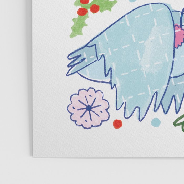 Winter Forest Woodland Animals in Pink & Blue Poster Gallery Image 3