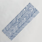 Abstract Herringbone Pattern, Rustic, Blue and White Yoga Mat Gallery Image 1