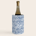 Abstract Herringbone Pattern, Rustic, Blue and White Wine Chiller Gallery Image 2