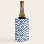 Abstract Herringbone Pattern, Rustic, Blue and White Wine Chiller Gallery Image 1