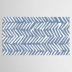 Abstract Herringbone Pattern, Rustic, Blue and White Tablecloth Gallery Image 2