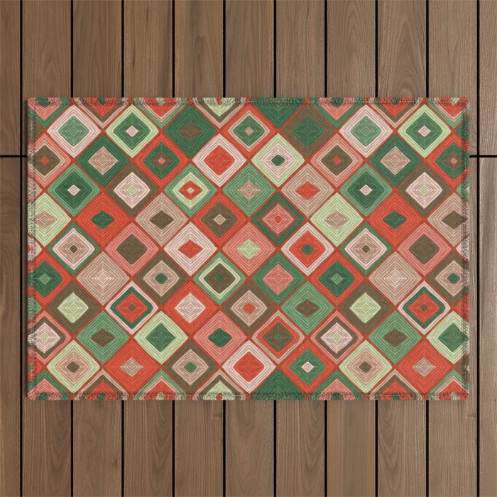 Hand-drawn Quilt #5 Outdoor Rug Gallery Image 1