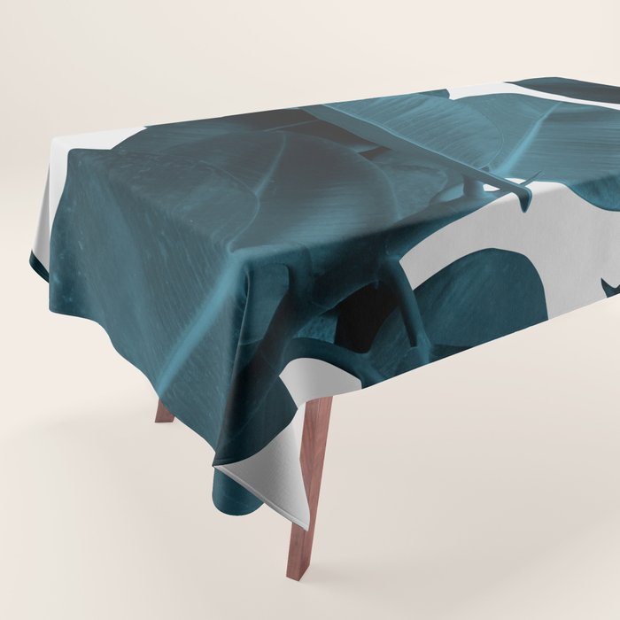 Indigo Blue Plant Leaves Tablecloth Gallery Image 1