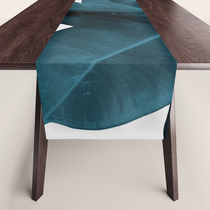 Indigo Blue Plant Leaves Table Runner Gallery Image 1