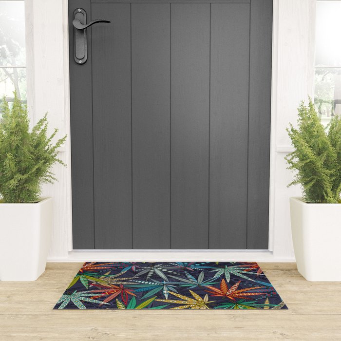 boho weed midnight Welcome Mat Gallery Image 3