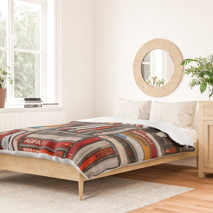 Music cassette stacks color  Duvet Cover Gallery Image 2