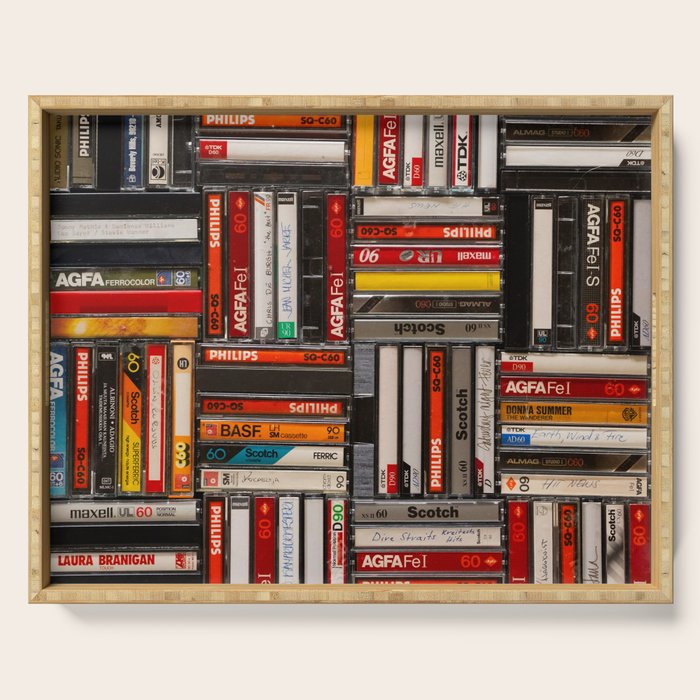 Music cassette stacks color  Serving Tray Gallery Image 1