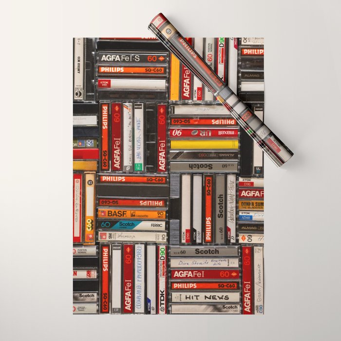 Music cassette stacks color  Wrapping Paper Gallery Image 1