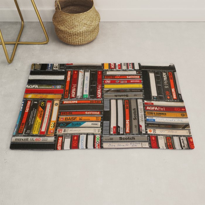 Music cassette stacks color  Rug Gallery Image 1