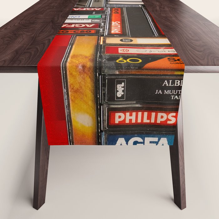 Music cassette stacks color  Table Runner Gallery Image 1