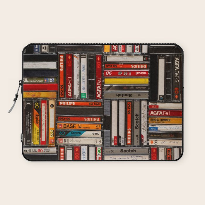 Music cassette stacks color  Laptop Sleeve Gallery Image 1