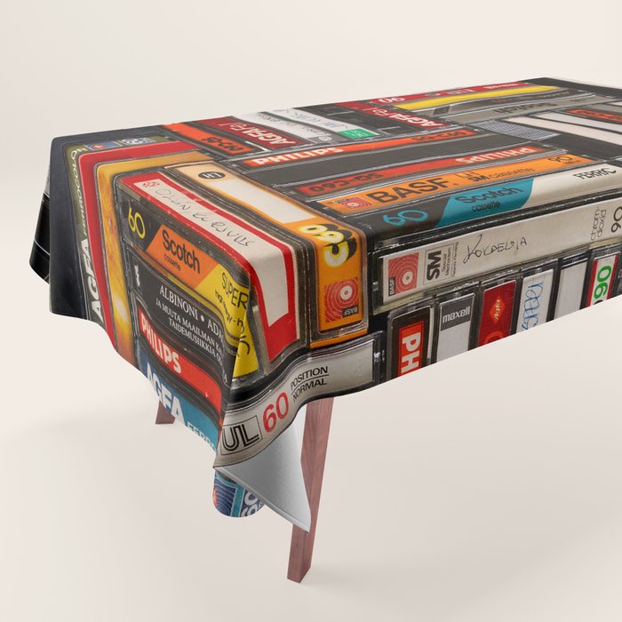 Music cassette stacks color  Tablecloth Gallery Image 1