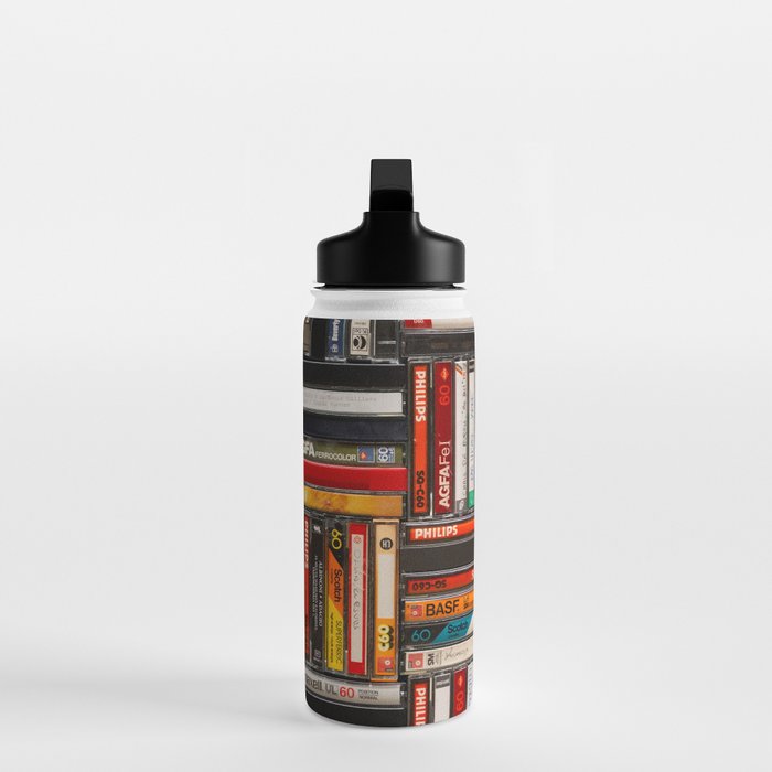 Music cassette stacks color  Water Bottle Gallery Image 3