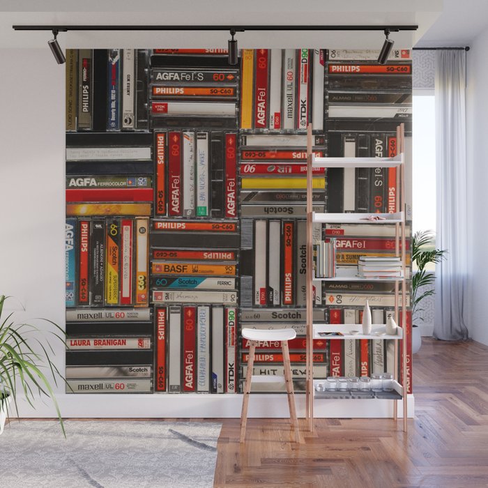 Music cassette stacks color  Wall Mural Gallery Image 1