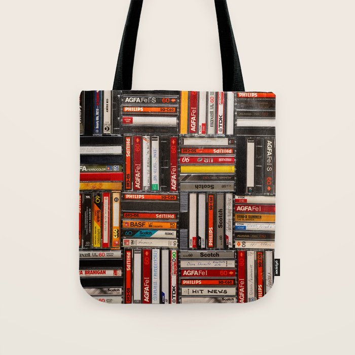 Music cassette stacks color  Tote Bag Gallery Image 1