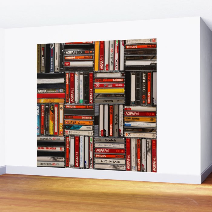 Music cassette stacks color  Wall Mural Gallery Image 2