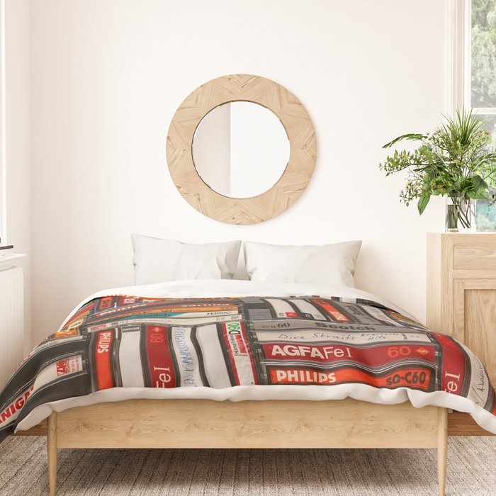 Music cassette stacks color  Duvet Cover Gallery Image 3