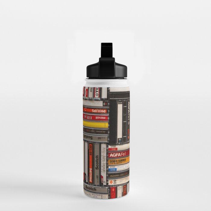 Music cassette stacks color  Water Bottle Gallery Image 2