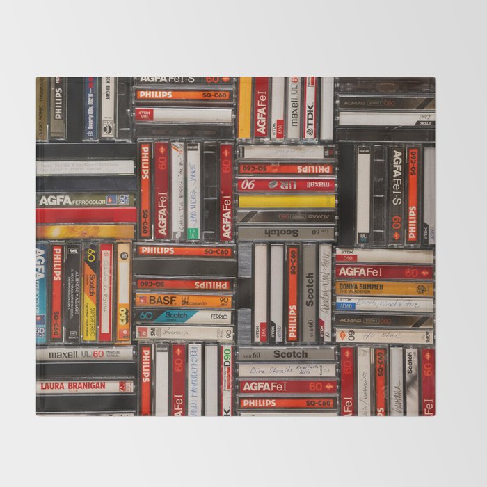 Music cassette stacks color  Throw Blanket Gallery Image 2