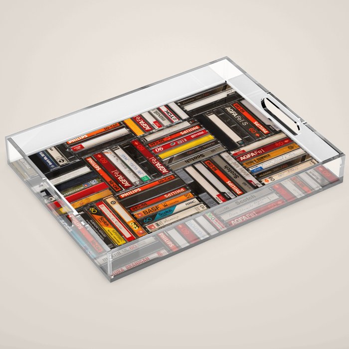 Music cassette stacks color  Acrylic Tray Gallery Image 1