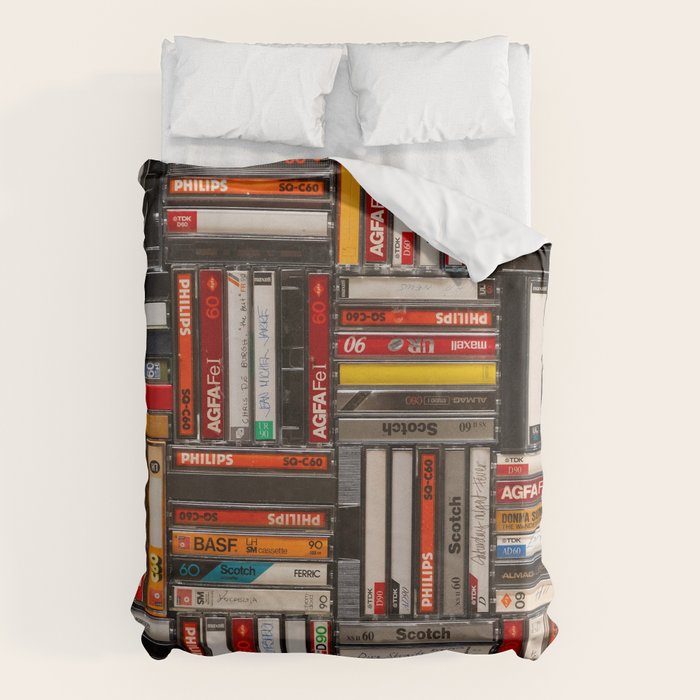 Music cassette stacks color  Duvet Cover Gallery Image 1