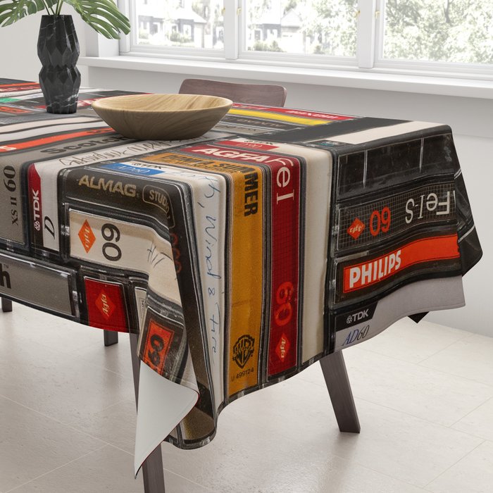 Music cassette stacks color  Tablecloth Gallery Image 3