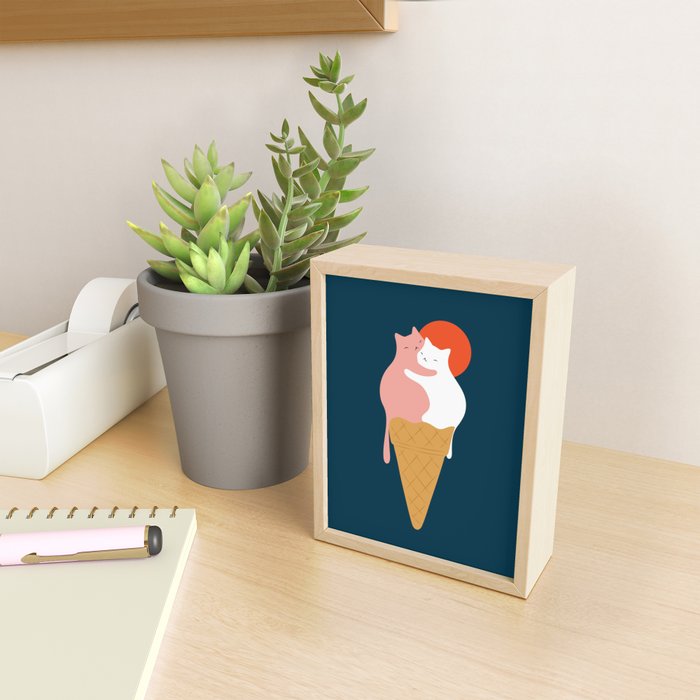 Cat Landscape 145: Strawberry & Vanilla Mini Art Print Gallery Image 2