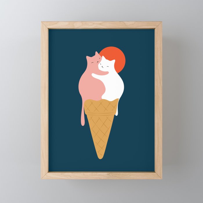 Cat Landscape 145: Strawberry & Vanilla Mini Art Print Gallery Image 1