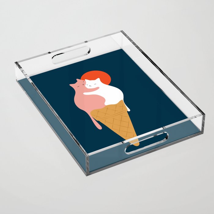 Cat Landscape 145: Strawberry & Vanilla Acrylic Tray Gallery Image 1