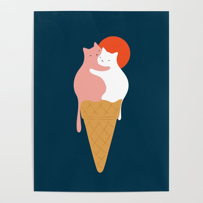 Cat Landscape 145: Strawberry & Vanilla Poster Gallery Image 4