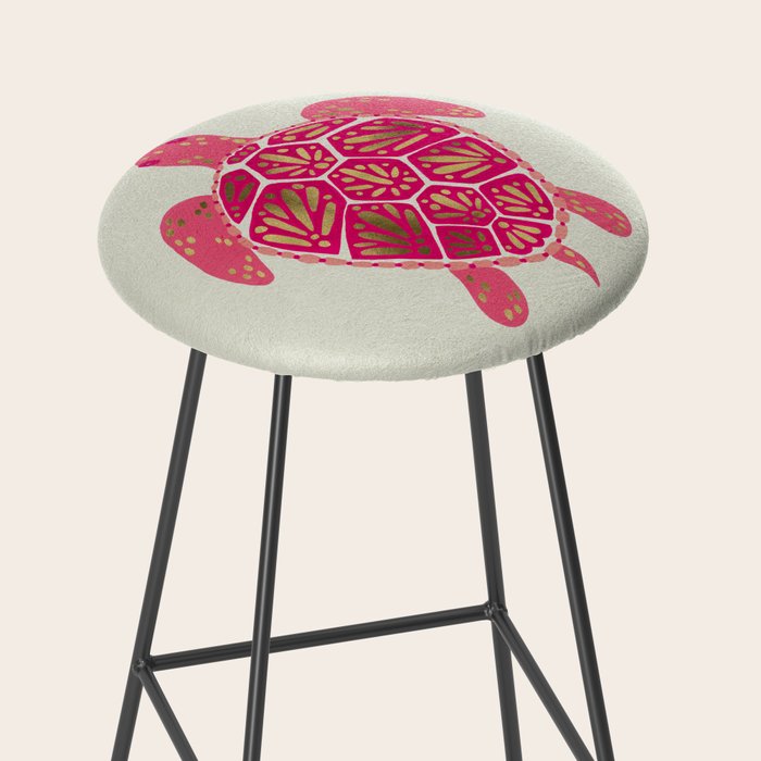 Sea Turtle in Pink & Gold Stool Gallery Image 2