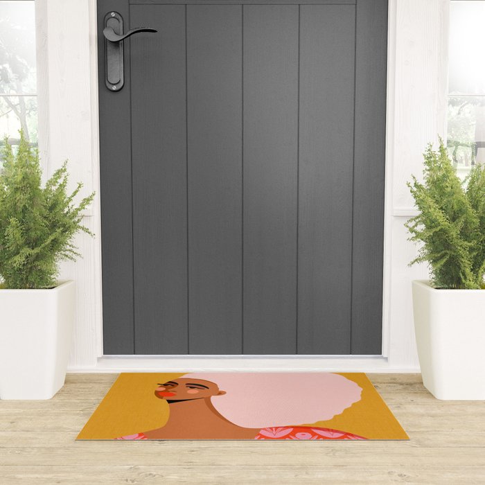 Pink Hair, Don't Care Welcome Mat Gallery Image 3