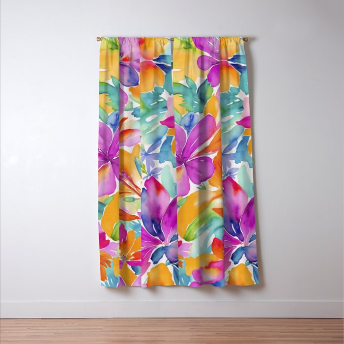 Fragments Of Botanical Memory Multicolor Flowers Window Curtain Gallery Image 3