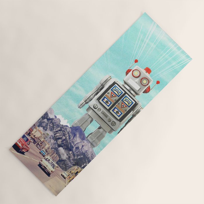 Robot in Town Yoga Mat Gallery Image 1