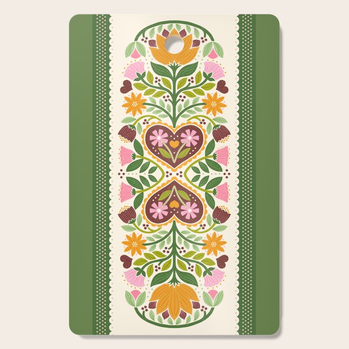 Let your Love Bloom Floral Folk Art Cutting Board Gallery Image 1