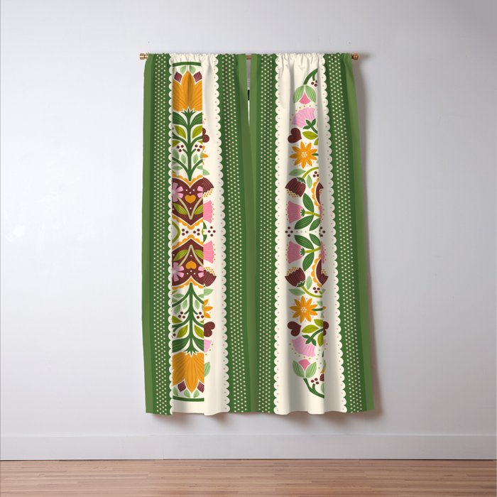 Let your Love Bloom Floral Folk Art Window Curtain Gallery Image 3