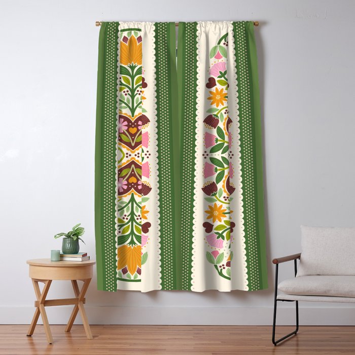 Let your Love Bloom Floral Folk Art Window Curtain