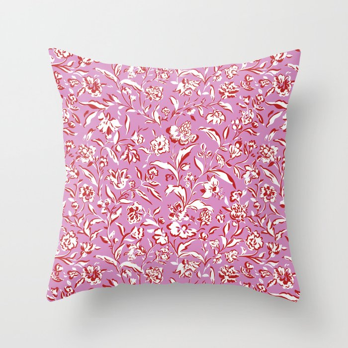 Painterly Florals - Red Orchid Throw Pillow Gallery Image 6