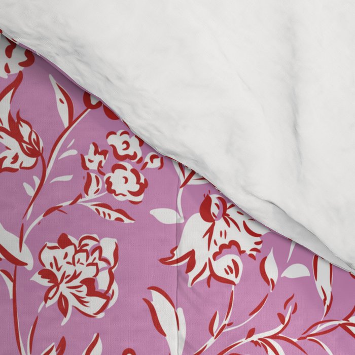 Painterly Florals - Red Orchid Comforter Gallery Image 4