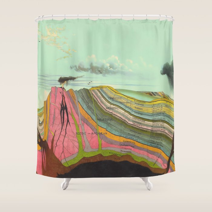 Landscape Painting, Cool Designs, Trippy Art, Mountain Painting, Scientific Poster - Geology Shower Curtain Gallery Image 1