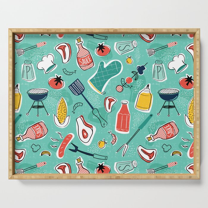 Backyard BBQ Aqua Serving Tray Gallery Image 1
