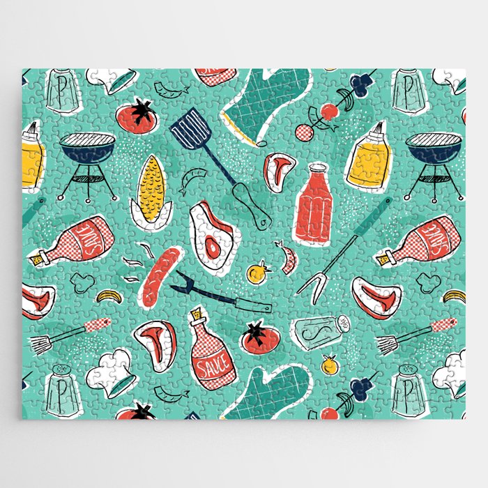 Backyard BBQ Aqua Jigsaw Puzzle Gallery Image 1