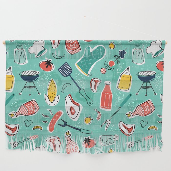 Backyard BBQ Aqua Wall Hanging Gallery Image 1