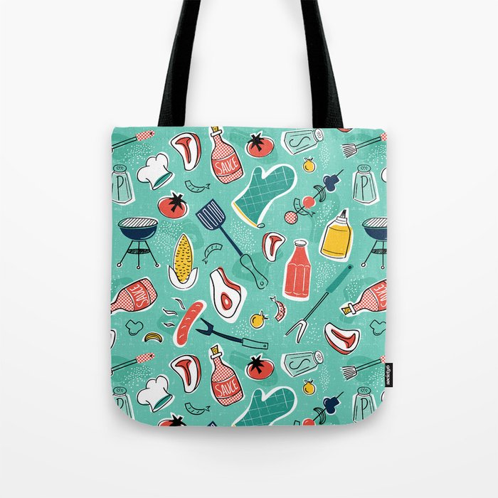 Backyard BBQ Aqua Tote Bag Gallery Image 1