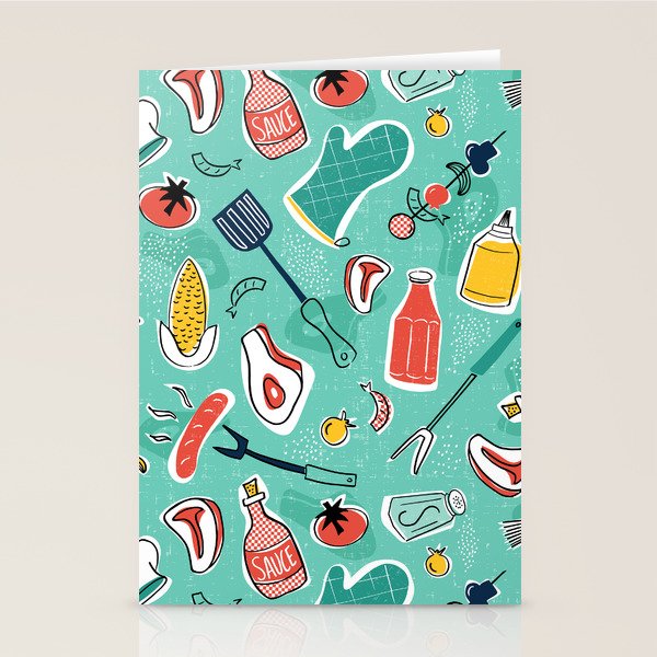 Backyard BBQ Aqua Stationery Card Gallery Image 2