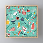 Backyard BBQ Aqua Mini Art Print Gallery Image 1