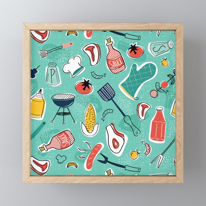 Backyard BBQ Aqua Mini Art Print Gallery Image 1