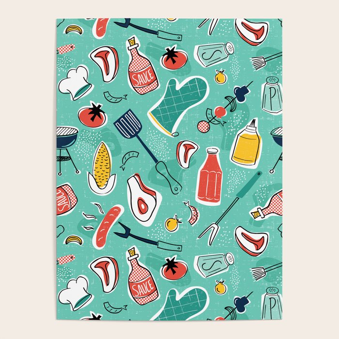 Backyard BBQ Aqua Poster Gallery Image 4