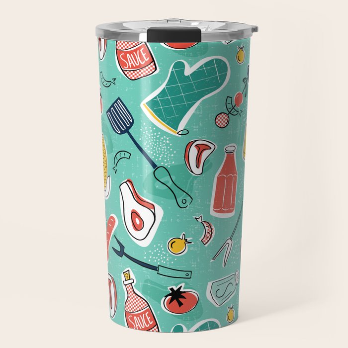 Backyard BBQ Aqua Travel Mug Gallery Image 1