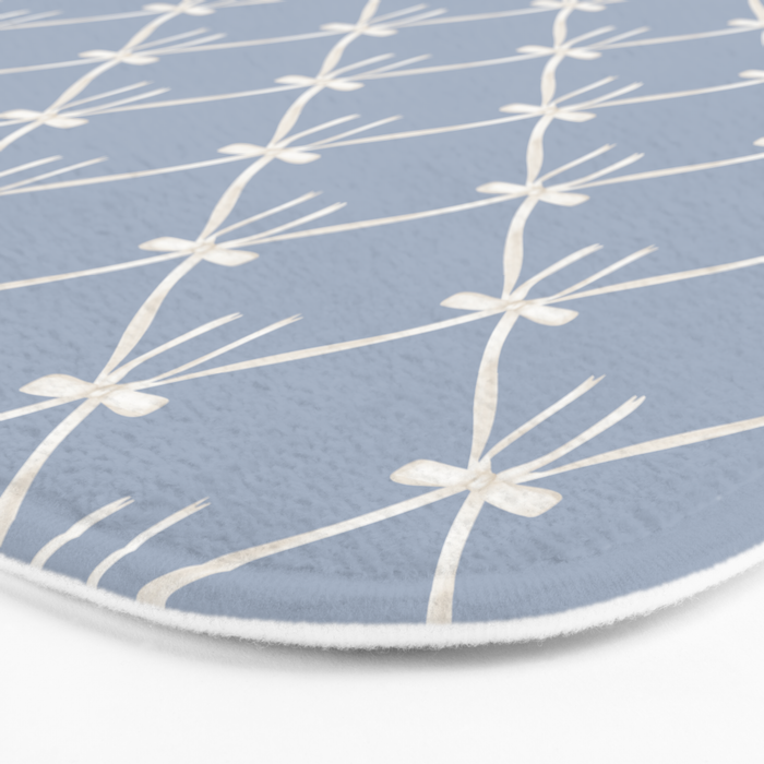 Bows & Ribbons Pattern XLIV Light Pastel Blue Bath Mat Gallery Image 3
